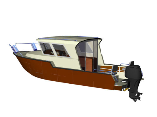 3д-модель Iron Boat 740 с подвесным мотором