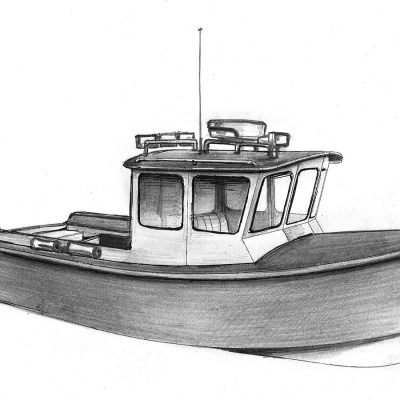 Эскиз пассажирского катера MB-800 Fisher - вид сбоку